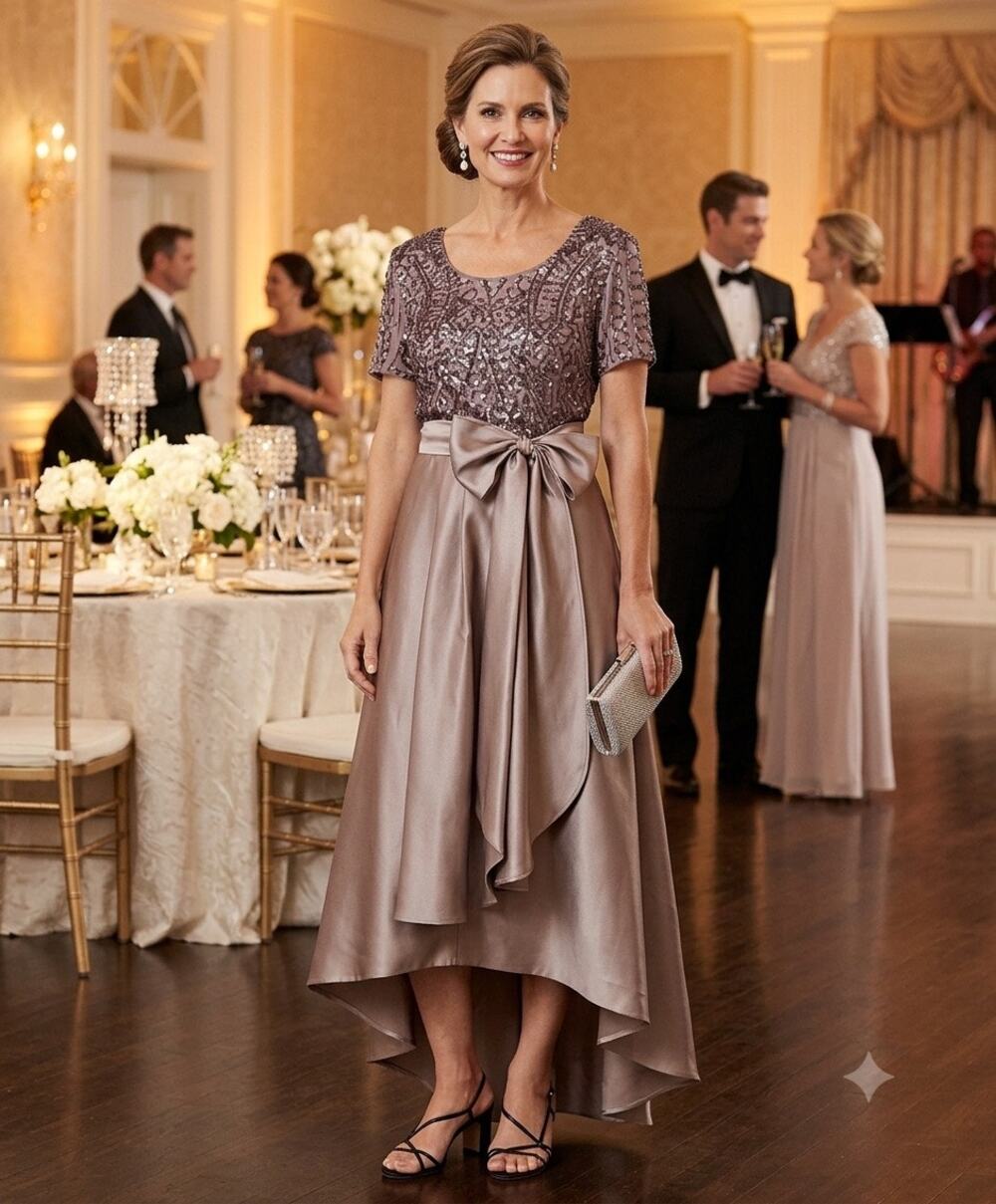 New R&M Richards mocha cocktail mother of the bride dress sz 16